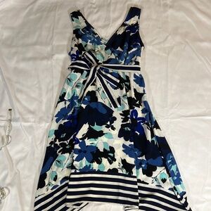 Motherhood Maternity Below Knee Dress Multicolor Floral Splice Neck Size XL